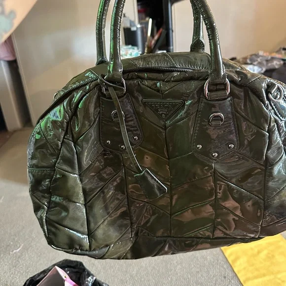 Prada Olive Patent Leather Handbag - Picture 4 of 6